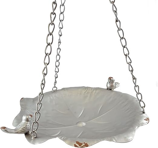 Amazon Com Caffco Leaf Shaped Vintage Silver Colored Bird Feeder