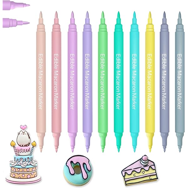 10 Color Edible Food Markers - Double Tip Food Coloring Pens For Cookies, Cakes & Easter Eggs