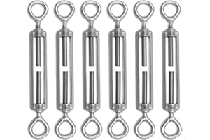 PHITUODA 6pcs M5 Stainless Steel 304 Eye & Eye Turnbuckles Adjustable Wire Rope Tensioner