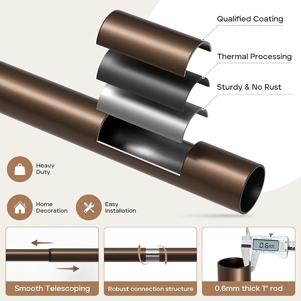 PESENP ANTIQUE BRONZE CURTAIN RODS FOR WINDOWS 48 TO 84 INCHES, 1″ ADJUSTABLE HEAVY DUTY ANTIQUE WINDOW CURTAIN ROD WITH EUROPEAN VINTAGE FLORAL FINIAL, VINTAGE DECORATIVE DRAPERY RODS FOR BEDROOM