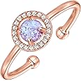 PAVOI 14K Gold Plated Adjustable Created Opal Rings | Stacking Rings | Gold Rings for Women