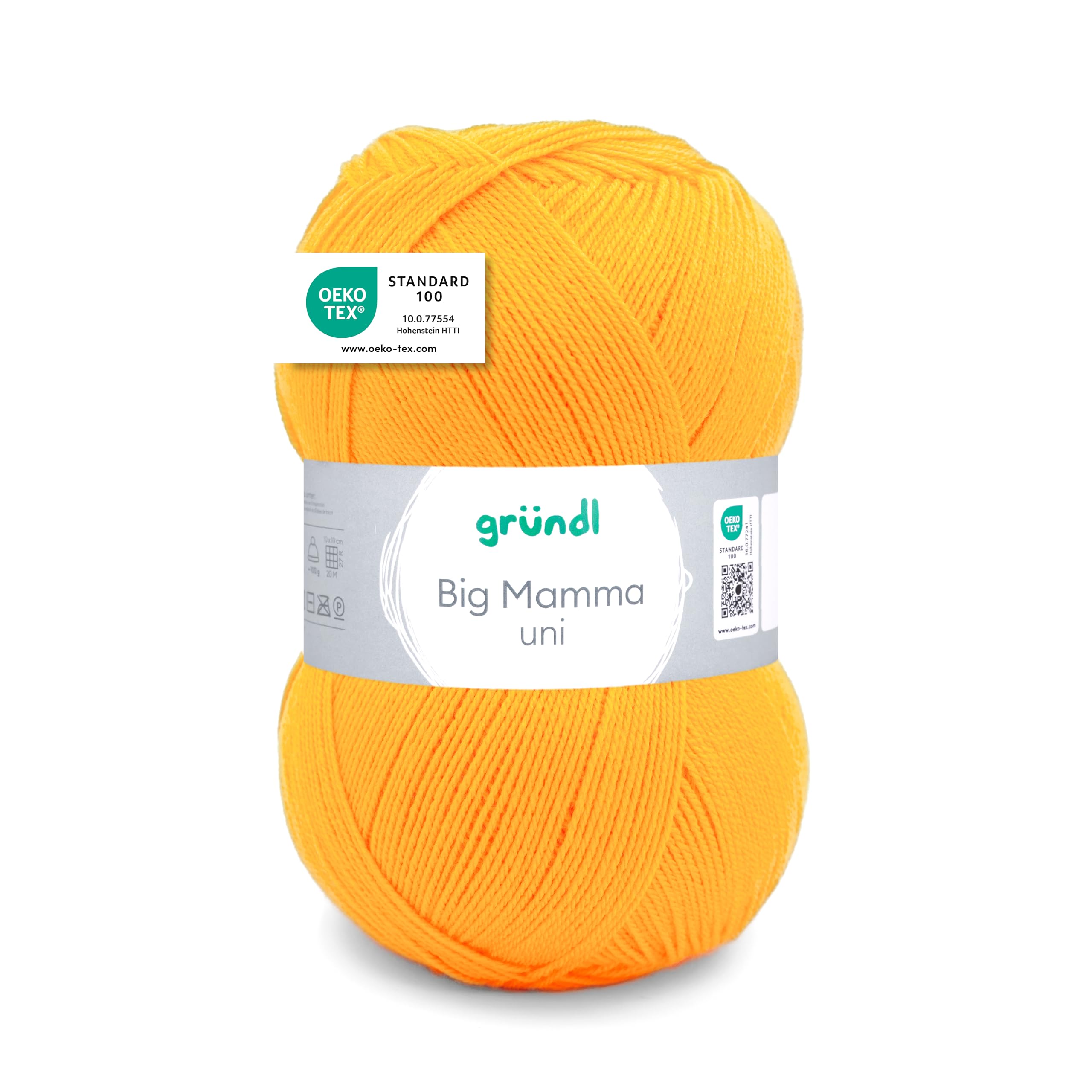 Gründl Big Mamma Plain Knitting and Crochet Yarn with Wool-Like Character 100% Polyacrylic 400 g / 1040 m Needle Size 3.5-4.5 1 x 400 g Curry Yellow 29 x 16 x 12 cm