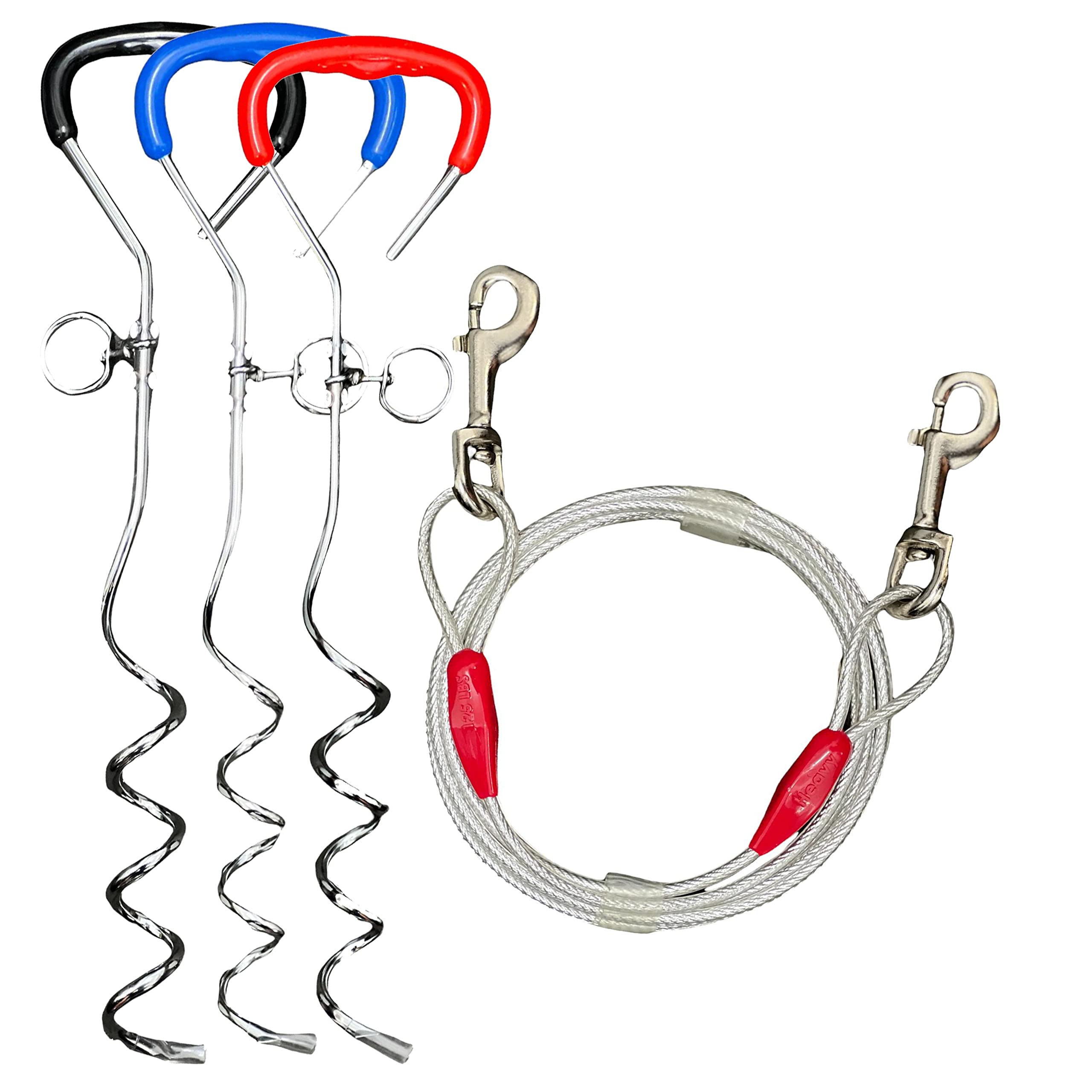 Pet Living TIE OUT CABLE STEEL 30FT SUITABLE FOR ALL BREEDS OF DOGS IDEAL FOR CAMPING, PICNICS & GARDEN USE SILVER