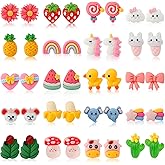 Kids Clip On Earrings for Girls 20/30/40 Pairs Hypoallergenic Clip on Earrings for Kids Cute Animal Earrings for Little Girls Jewelry Set Party Favor Gift
