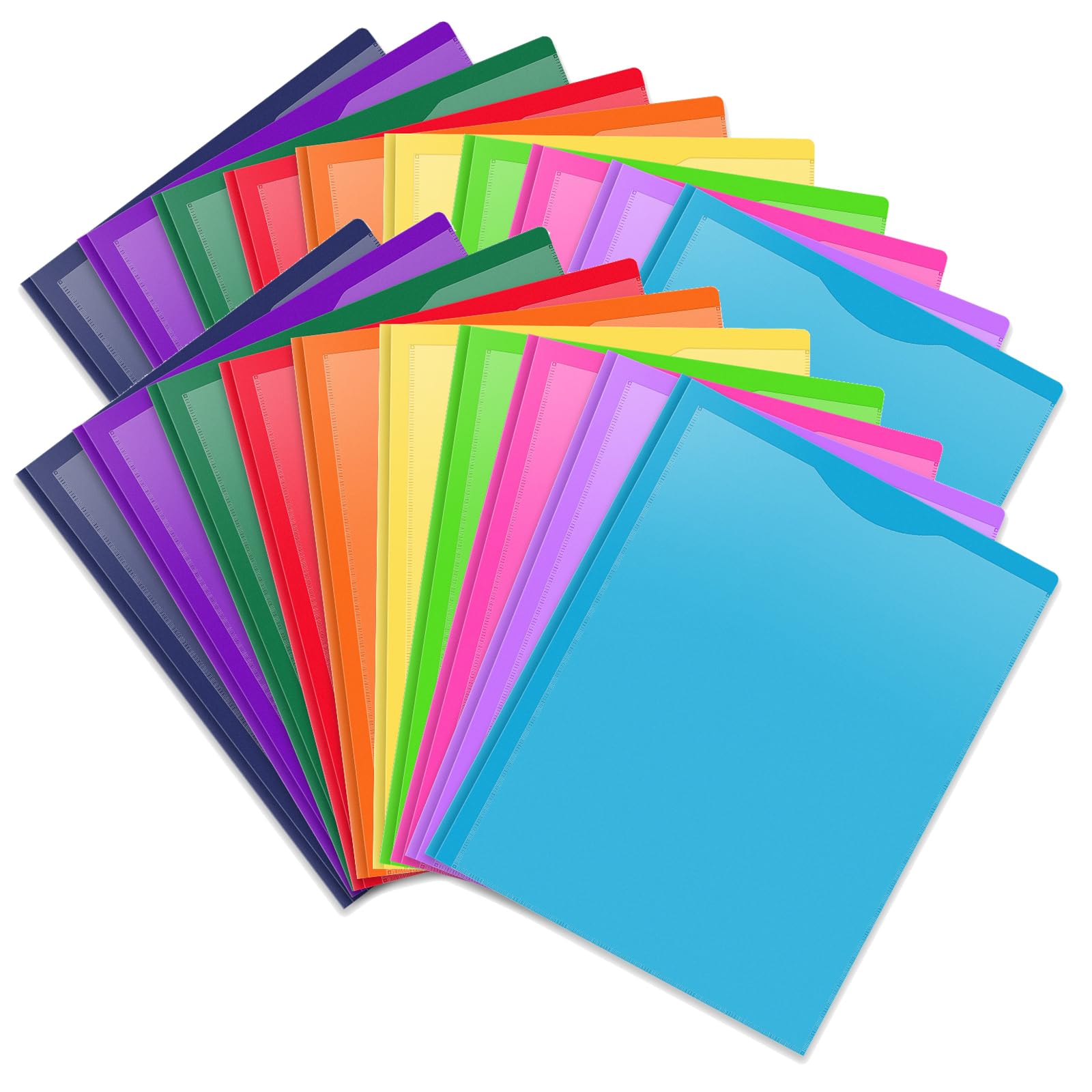 Briartw Heavy Duty Plastic Letter Size File Folder, 20 Pack Colors, 2 Pockets, 3 Prongs, 2 Card Slots