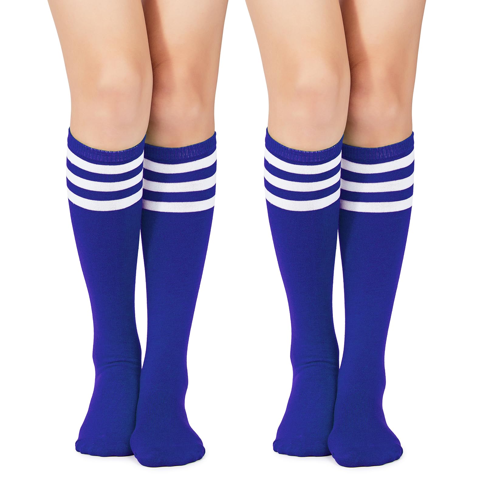 Photo 1 of **ONE PC*American Trends Knee High Socks for Women Striped Tube Socks Youth Athletic Soccer Socks 2 Pack Blue White One Size