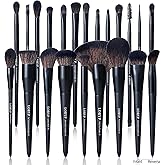 LORYP Black Makeup Brushes Set 21Pcs Powder Blush Foundation Concealer Highlighter Brush Vegan Pro Face and Eye Brush Kit