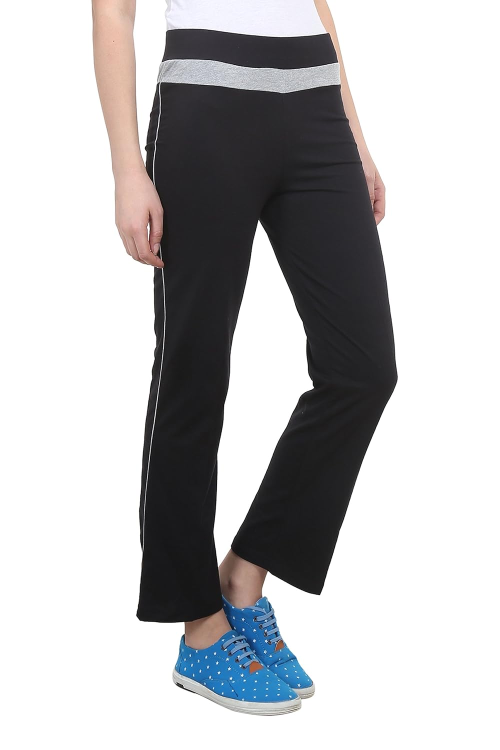 vimal black cotton blend trackpant for women