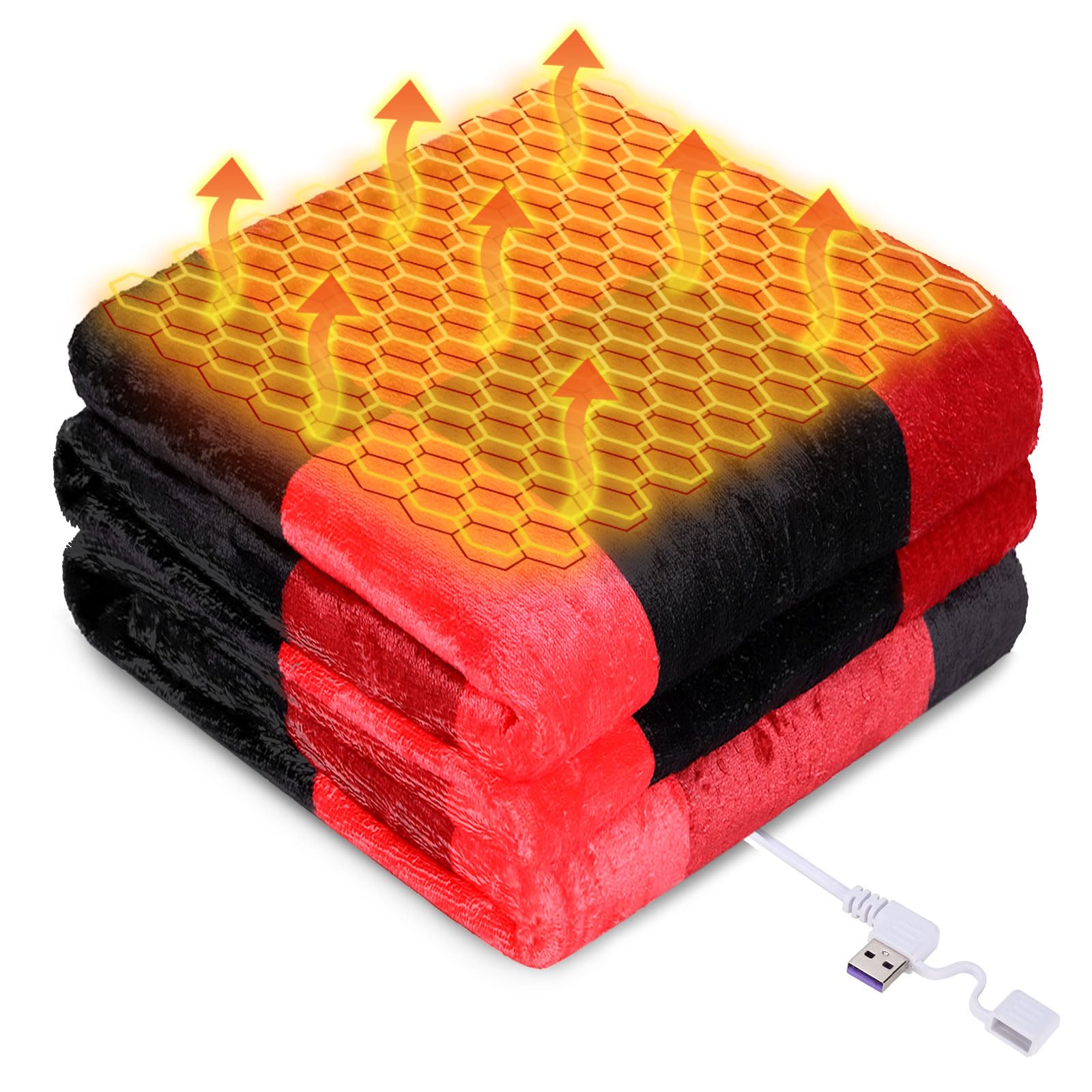 Photo 1 of ***PARTS ONLY***** USB Powered Heated Throw Blanket for Women, 50" X 60" 9V 18W Portable Black Red Grid Electric Heating Blanket with 3 Heat Settings,8-Zone Graphene Heating Blankets for Couch Car Office Outdoor