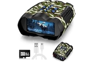 WARMTUYO Night Vision Goggles, 4K Binoculars with Camera, 3.5" HD Display and 32GB TF Card, 9 Gear Night Vision, 10X Digital Zoom, 4000mAh Battery Nightvision