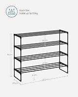 Songmics 4-Tier Shoe Rack Metal Storage Organiser 16-20 Pairs Black LSA14BKV2 view 6