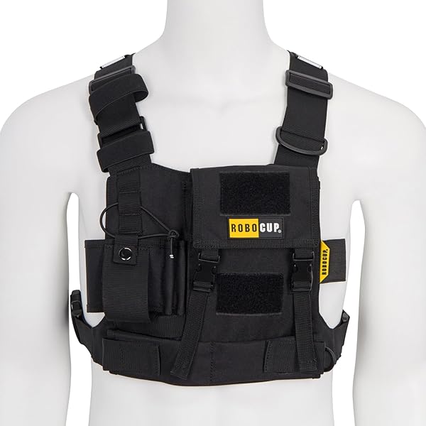 Gilet Harnais De Poitrine Pour Talkie-Walkie - Réfléchissant Jaune - Réglable Homme/Femme - Sécurité Chantier Randonnée