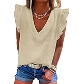 Dokotoo Womens 2026 Cute V Neck Ruffle Sleeveless Shirts Elegant Tank Tops Blouses