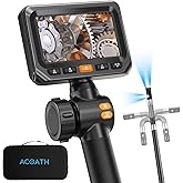 Acoath Two-Way Articulating Borescope, Endoscope Camera with Light, Dual-Lens 1080P Industrial Inspection Camera, 4.3" IPS Screen, 32GB Card, IP67 Waterproof Sewer Tools - 5FT
