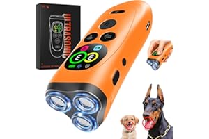 AIGERDINN Dog Bark Deterrent Device,3X Ultrasonic Anti Barking with Color LCD Screen,7 Training Modes 35 FT Range Correct Bad Behavior Indoors Outdoors,Safe & Humane Rechargeable Bark Control for Dogs-Orange