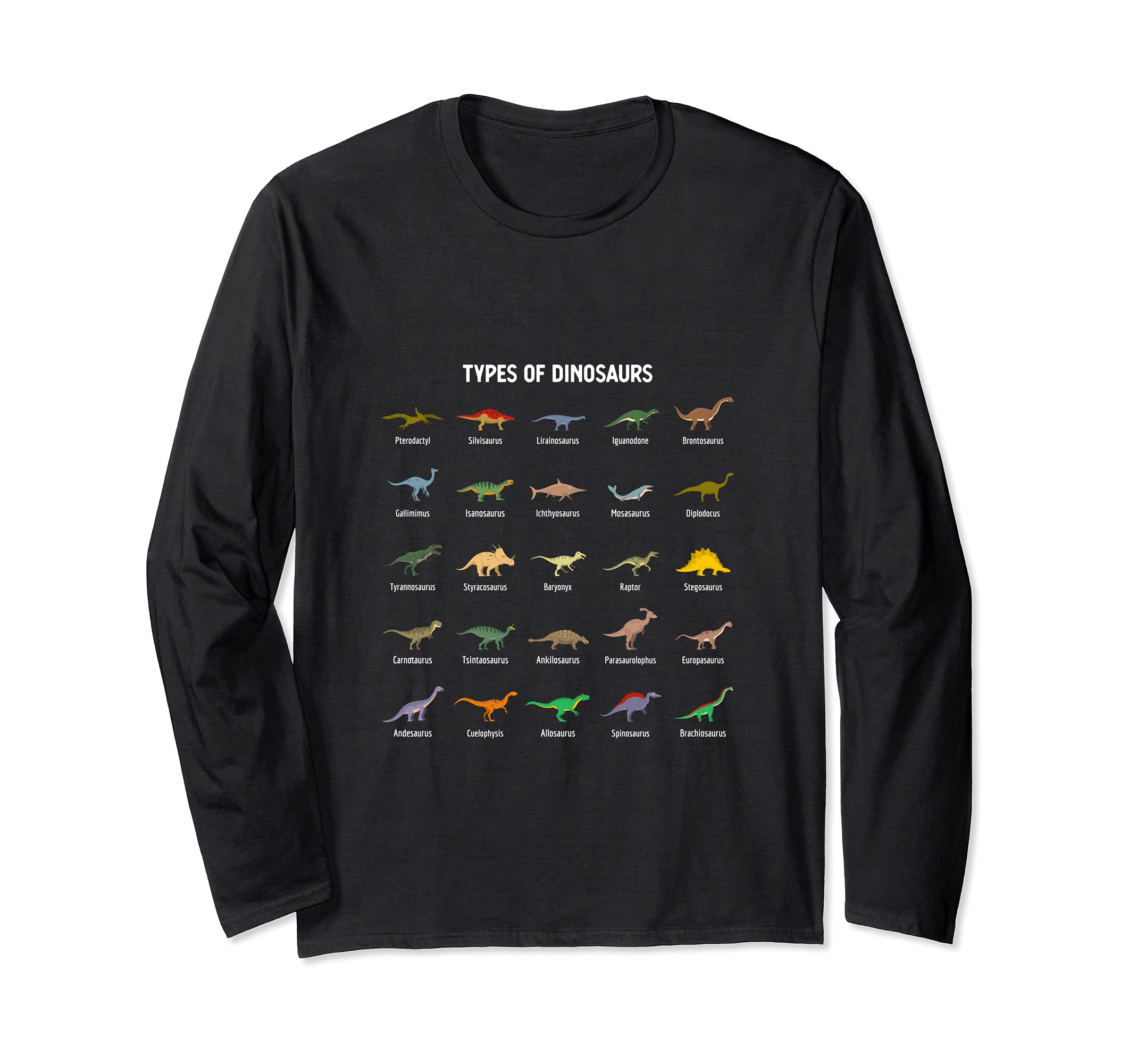 Types of dinosaurs Dragon lover Long Sleeve T-Shirt