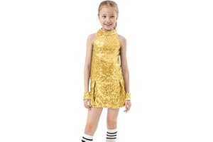 AITIPOO Girls Sequins Dance Outfit Dress Kids Sparkle Jazz Singer Star Costume Top Shorts 4PCS Set 3-14 Years