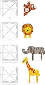 Magna-Tiles Safari Animals 25-Piece Set 3D Magnetic Tiles Clear Colors view 4