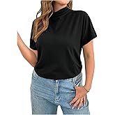 SHENHE Women's Plus Size Mock Neck Dolman Sleeve Top Bat Wing Casual Going Out Tshirt Shirt