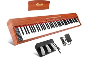 RUICAIKUN Keyboard Piano,88 Key Full-Size Standard Semi Weighted Keys Electric Piano Keyboard with Triple Pedal,128 Rhythms 380 Tones,2x20w Speakers Digital Piano for Home (Nut-brown)