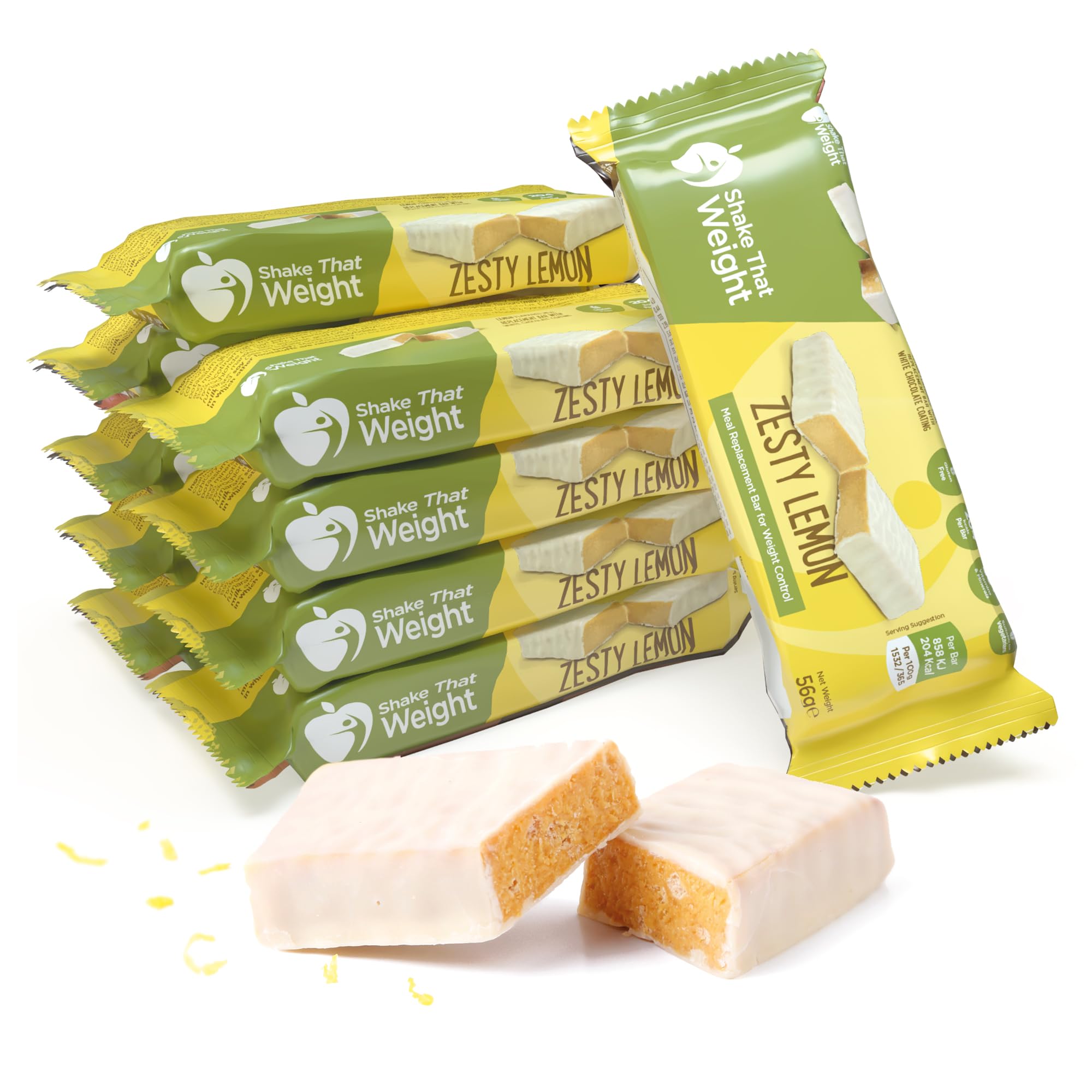 Shake That Weight Lemon Meal Bars - 10 Meals, 14g Protein, Gluten-Free, Low Sugar Meal Replacement Bars for Weight Loss, High Fibre, Vegetarian