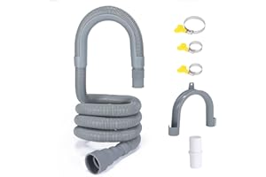 ピンククロス PinkCross Universal Washing Machine Drain Hose Extension, Flexible Washer & Dishwasher Hose, Portable Sink & Dehumidifier Pipe, Corrugated Plastic Hose with Clamp (6.5 FT)
