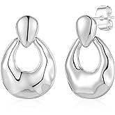 Kesaplan Gold Hoop Dangle Earrings for Women 14K Gold/Silver Plated Statement Retro Earrings 5A Cubic Zirconia Round Multiple Styles Jewelry for Birthday Party Jewelry