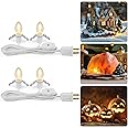 Brightown Accessory Cord with 2 LED Light Bulbs - UL Listed 5 Feet Christmas Village Cords, Rotary Switch, Fused Plug for Crafts, Halloween Pumpkin, Holiday Ornaments, White Cord, Warm White, 2 Pack