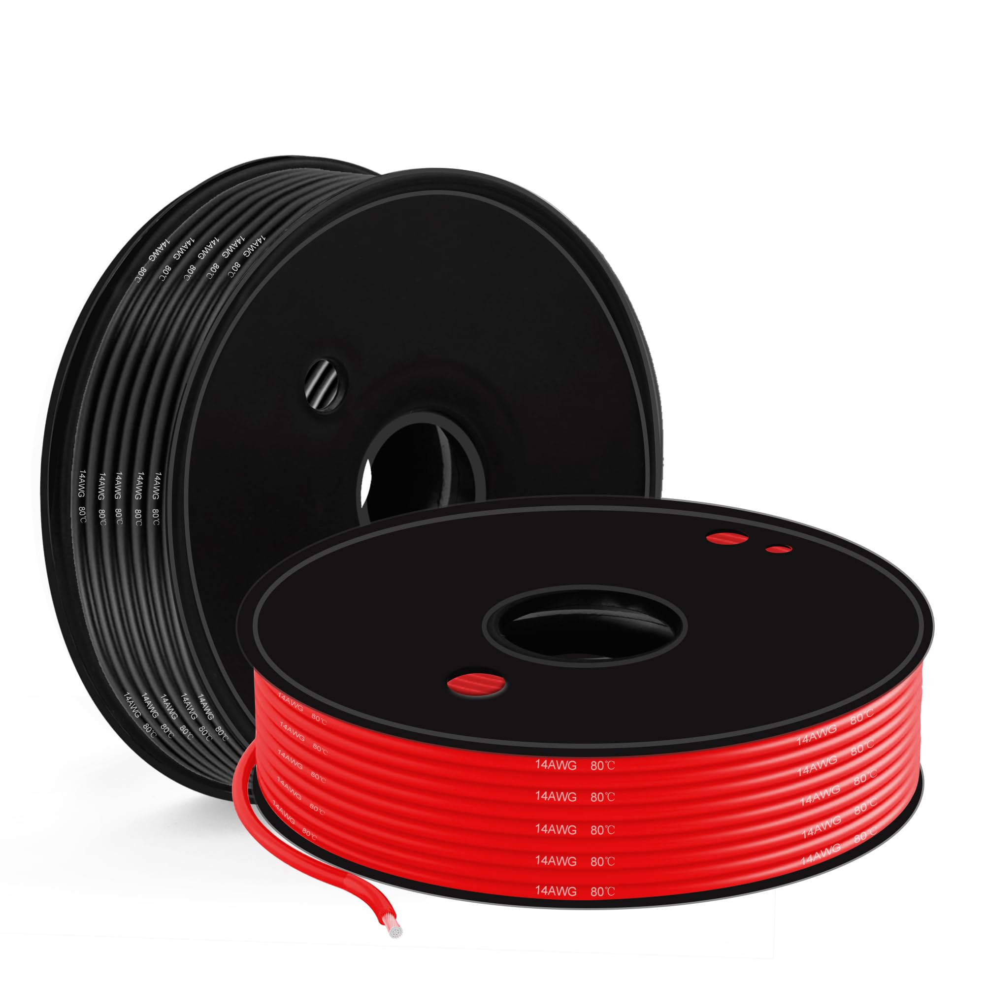2.08 mm² Electrical Wire-XINWANG 14 Gauge Copper-Clad Aluminum Wire (98.5ft Black/Red)-High Conductivity, PVC Insulated, 300V/600V, Ideal for Home, Commercial, Automotive, and DIY Projects