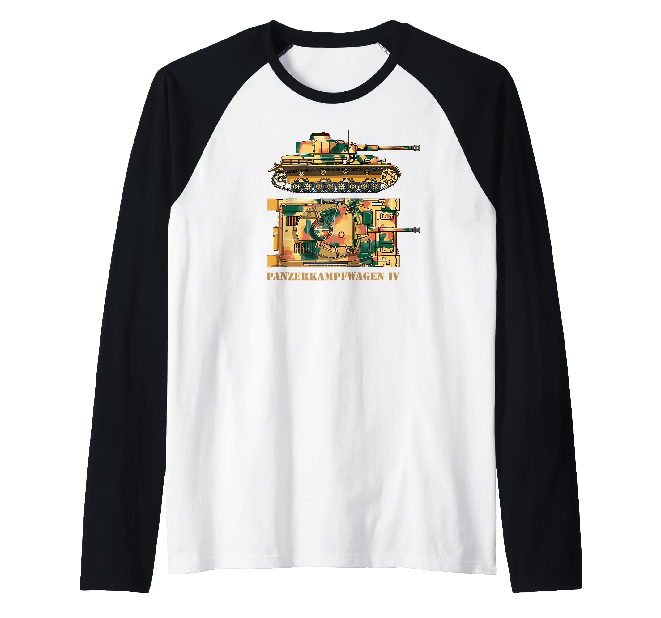 Panzer IV German WW2 Tank Panzerkampfwagen 4 Tanks Diagram Raglan Baseball Tee