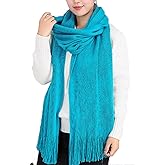 Wander Agio Women's Warm Long Scarves Winter Scarfs Pure Color Scarf Tassel