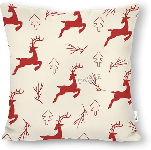 DKISEE Christmas Reindeer Throw Pillow Cover, Christmas Decor, Novelty