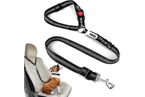 Dog Seat Belt, Dog Cat Seat Belt Harness, Dog Safety Seat Belt Strap for Vehicle Headrest Restraint (Black)