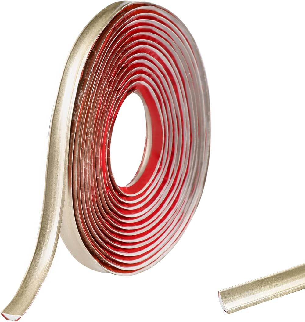 Zayejod Champagne Gold PVC Quadrant Trim 5M 12mm x 6mm Self-Adhesive