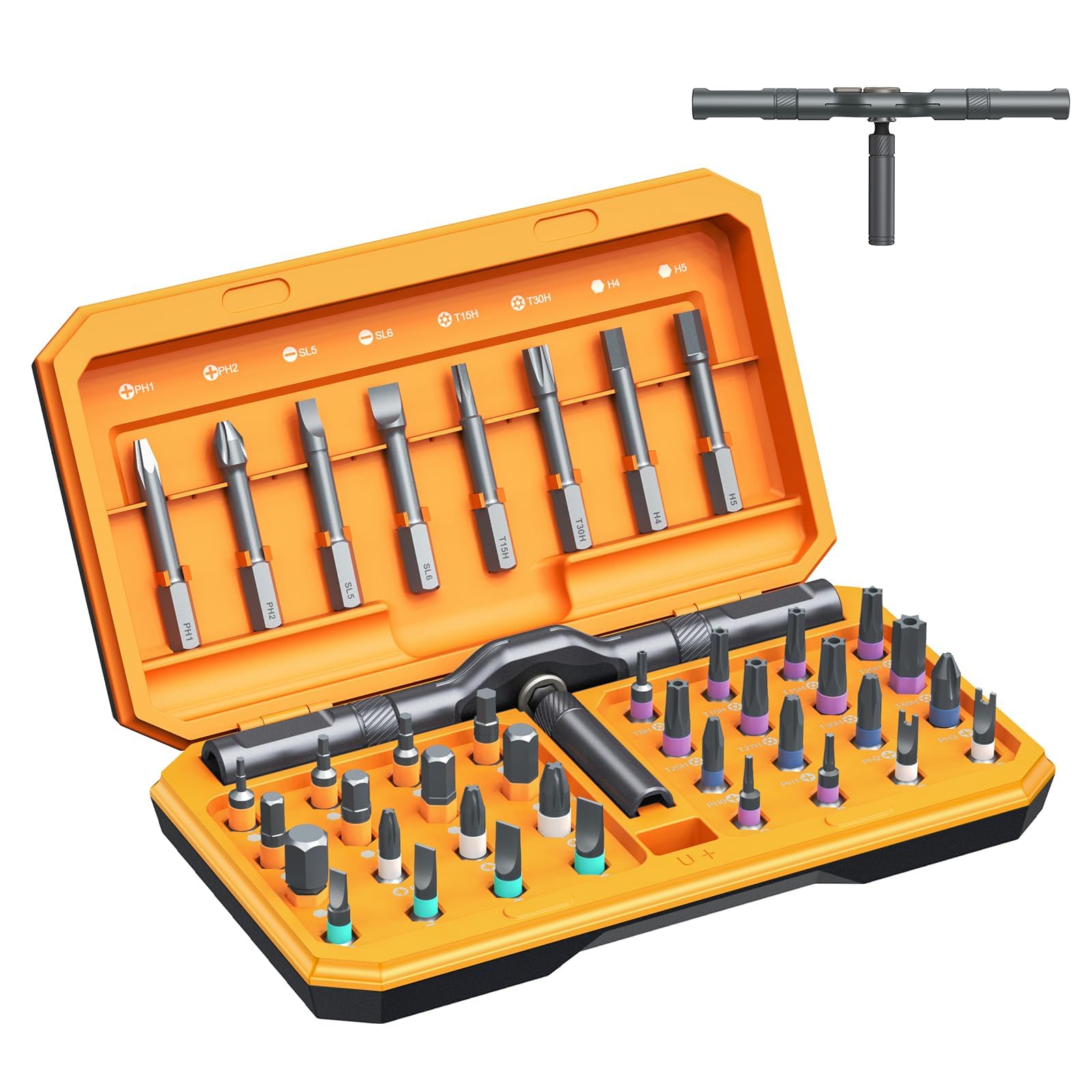 Photo 1 of ORIA Screwdriver Kit, 42 in 1 Ratchet Screwdriver Set, Magnetic Precision Repair Tool Kit with DIY Rotatable Handle, 40 PCS Bits for Home Appliances, Bicycle Repair