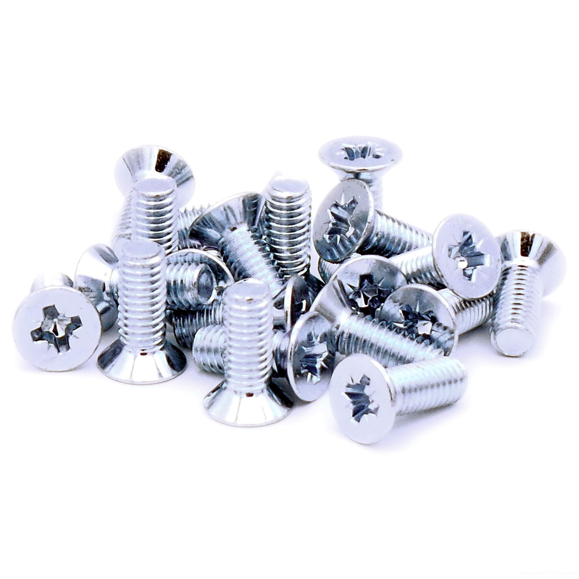 M6 (6mm x 16mm) Pozi Countersunk Machine Screw (Bolt) - Steel (Pack of 20)