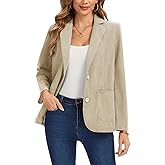 LADI TREND Women's Corduroy Blazers Casual Long Sleeve Notch Lapel Work 2-Button Open Front Blazer Jackets Pockets
