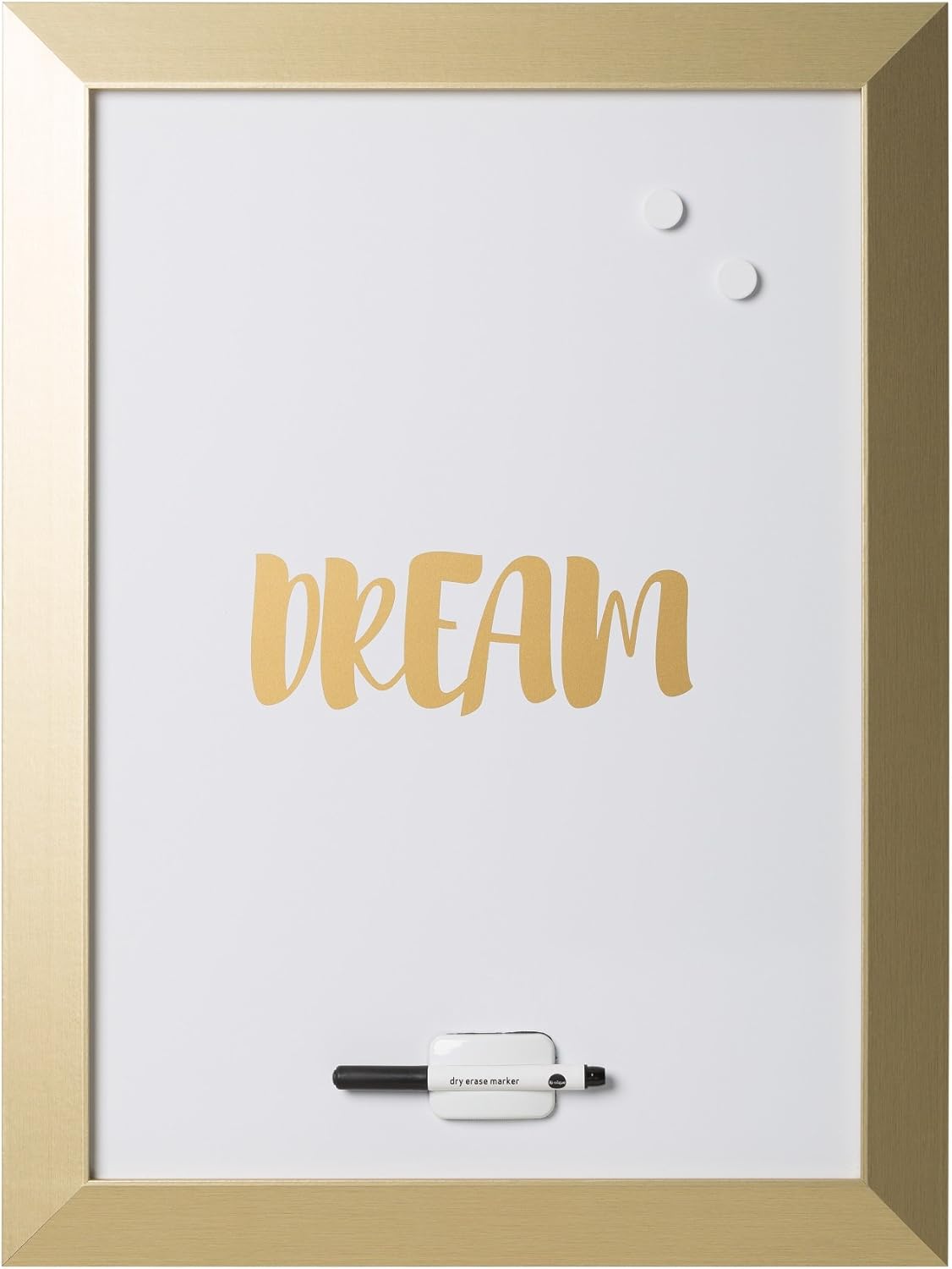 Bi-Office Kamashi Whiteboard 'Dream' Magnetic Dry Wipe White Gold MDF Frame Magnetic Board, 45 x 60 cm, W45 x H45 cm