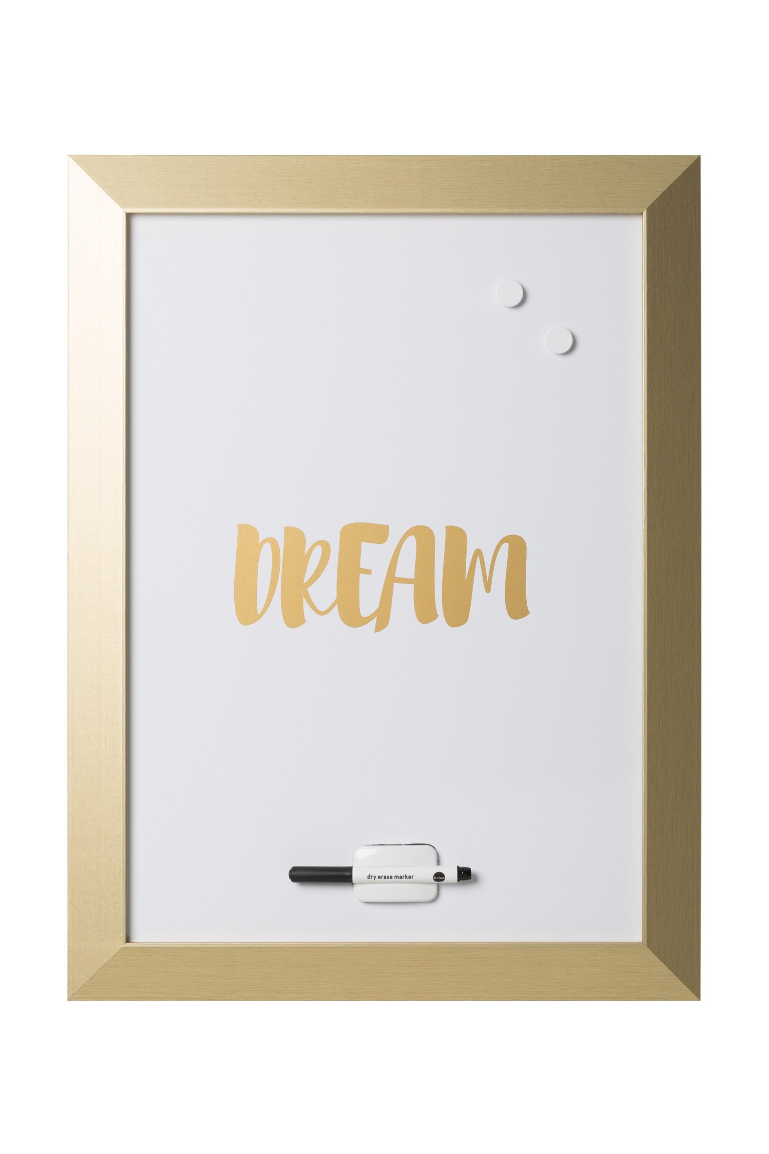 Bi-Office Kamashi Whiteboard 'Dream' Magnetic Dry Wipe White Gold MDF Frame Magnetic Board, 45 x 60 cm