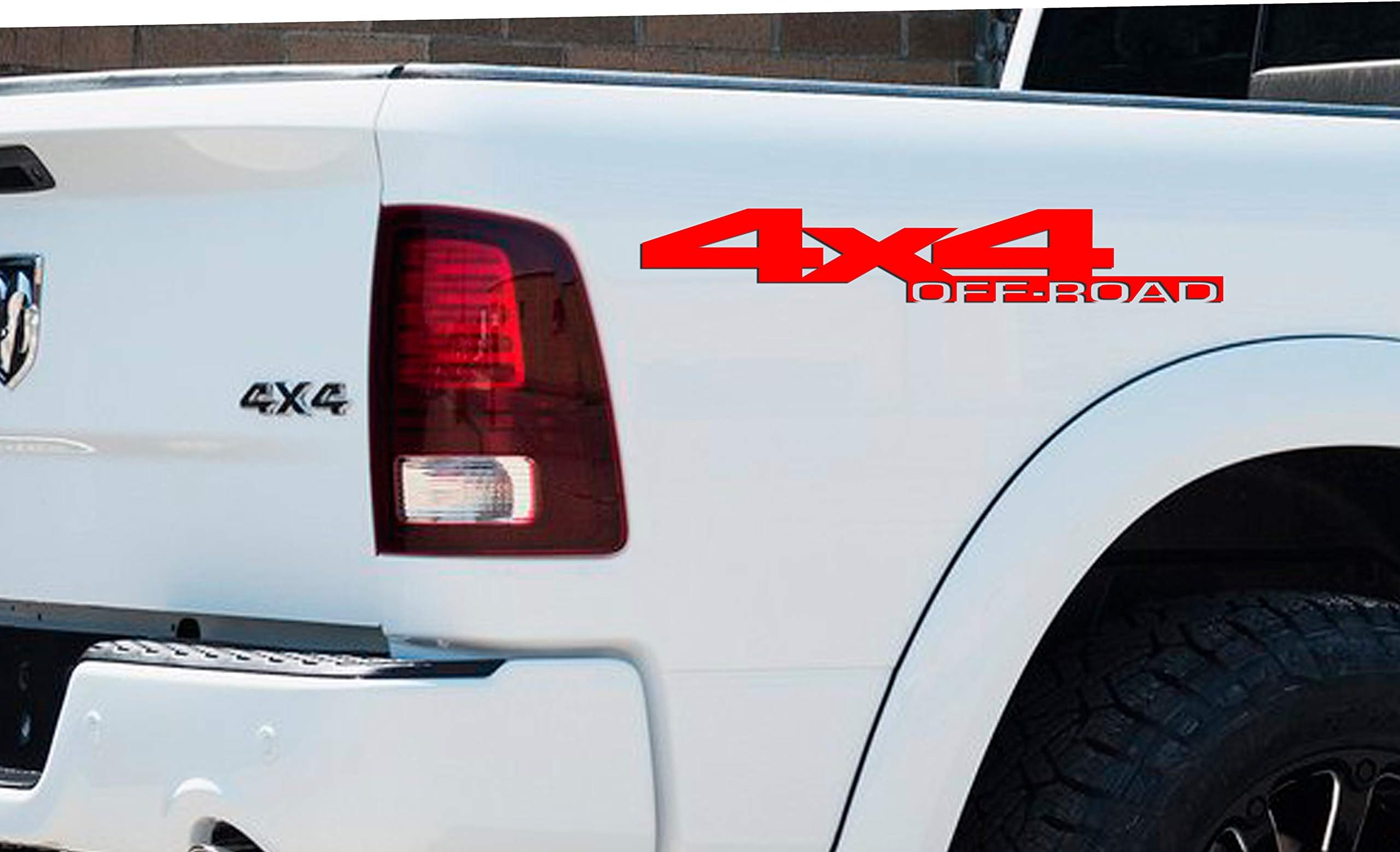 2 x Red 4X4 Off Road Single Color Vinyl Decals Fits Dodge Ram