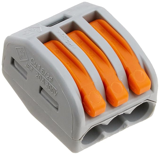 Wago 222-413 3-Leiter-Klemme mit Betätigungshebel, grau/orange, 50 Stk.