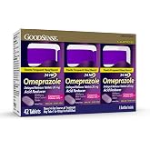 GoodSense Omeprazole, Compare to Prilosec, Delayed Release Tablets 20 mg, Acid Reducer, Wildberry Mint Coated Tablet, 42 Count