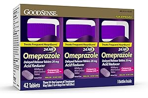 GoodSense Omeprazole, Compare to Prilosec, Delayed Release Tablets 20 mg, Acid Reducer, Wildberry Mint Coated Tablet, 42 Count