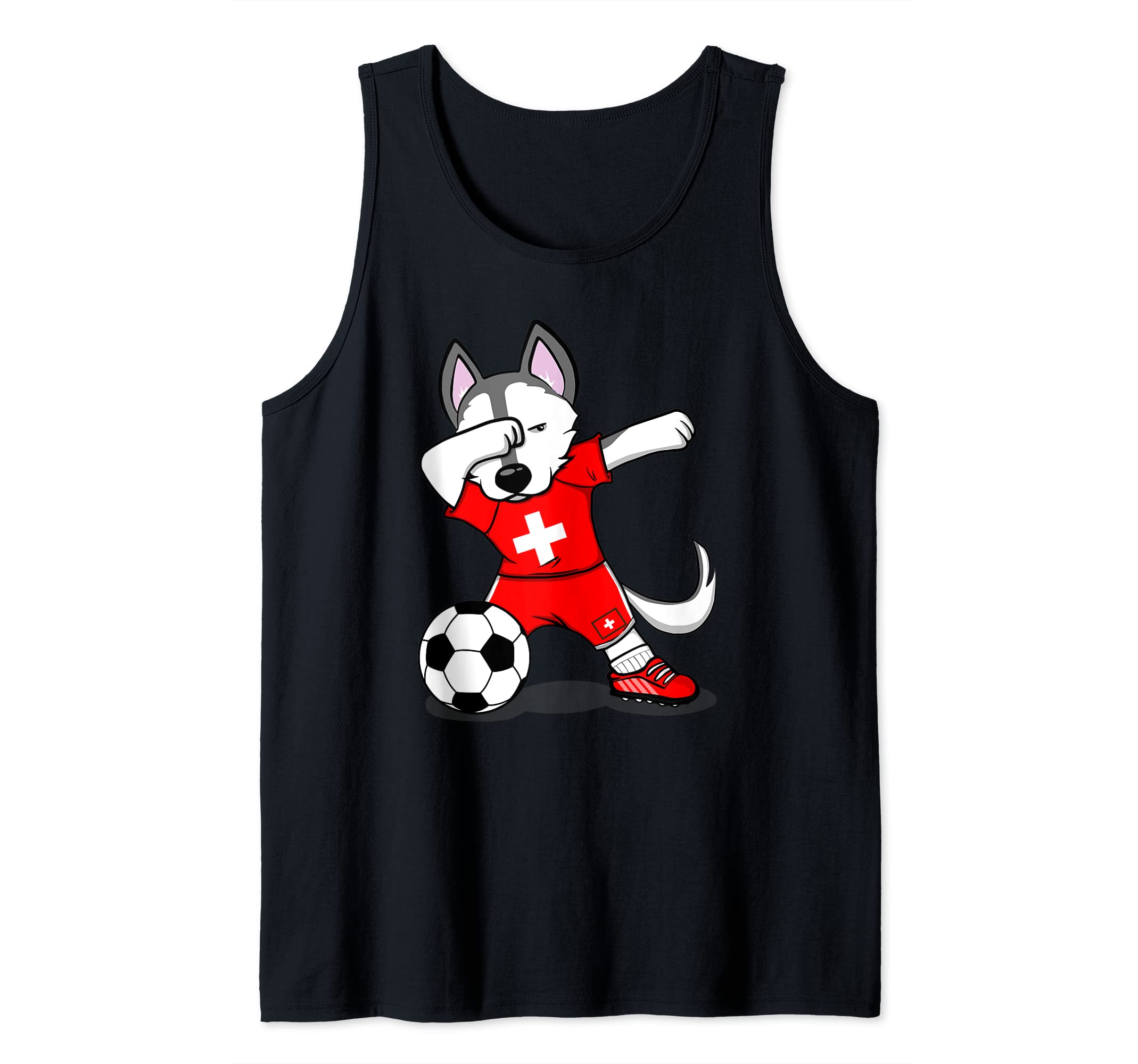 Dabbing Husky Switzerland Soccer Fans Jersey Swiss Football Tank Top