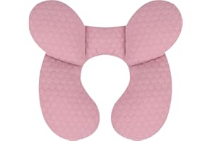 KAKIBLIN Baby Travel Pillow, Upgraded Baby Neck Pillows for Car Seat, Infant Neck Support Pillow for Head and Neck,Newborn Head Support for Car Seat,Pushchair (Pink)