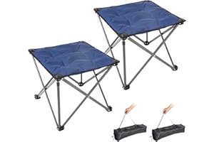 FUNDANGO 2 Pack Camping Stool Oversized Foot Rest, 330 lbs Folding Camping Stool Padded Camping Chair Foot Stool Foldable Footrest for Gardening Fishing with Carry Bag (Blue)