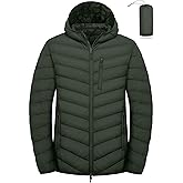 Little Donkey Andy Men's Lightweight Packable Puffer Jacket Hooded Water-Resistant Windproof Warm Insulation Winter Coat