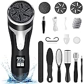Electric Foot Callus Remover, IPX7 Waterproof Pedicure Kit Rechargeable Calloused Feet Remover Tool with LCD Display, 2-Speed Dual Motors for Efficient Exfoliation of Dead Skin on Feet