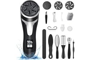RIRC Electric Foot Callus Remover, IPX7 Waterproof Pedicure Kit Rechargeable Calloused Feet Remover Tool with LCD Display, 2-Speed Dual Motors for Efficient Exfoliation of Dead Skin on Feet