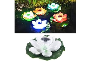 COMEHOME YM HOME Floating Solar Pond Light Lotus Floating Lights Lotus Solar Light, Solar Floating Pool Lights Lotus Flower Decor Solar Lights for Pond